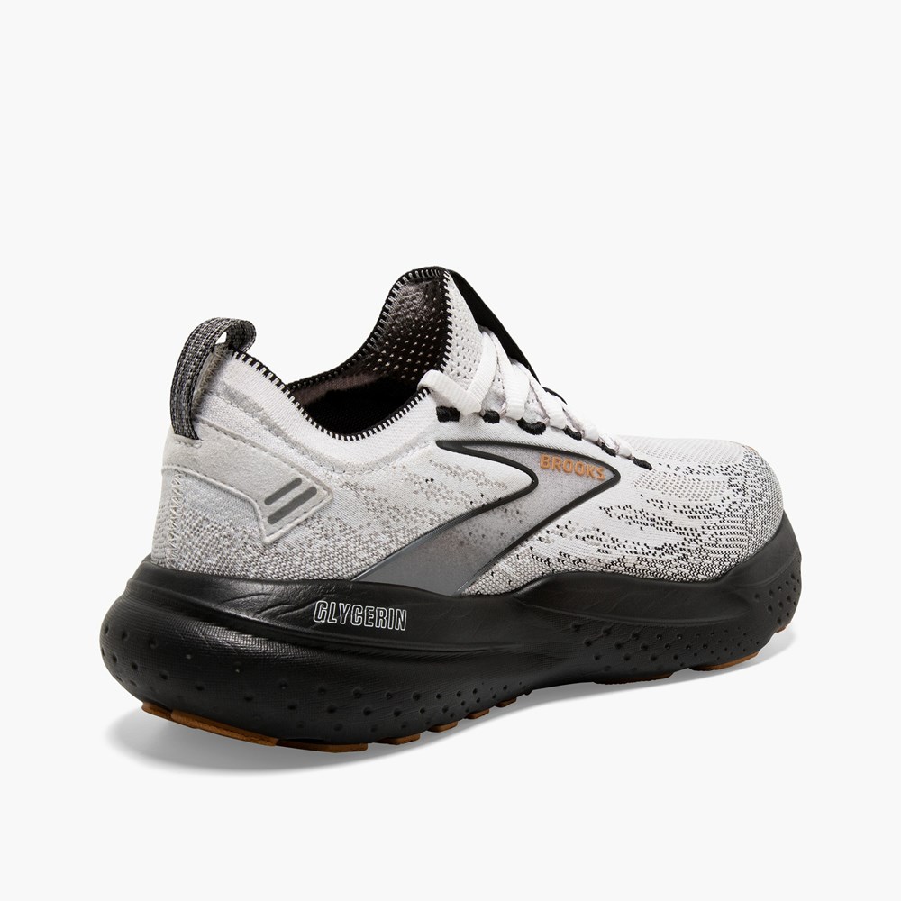 Chaussures Running Route Brooks Glycerin StealthFit 21 Blanche Grise Noir Homme | BIA-7189921